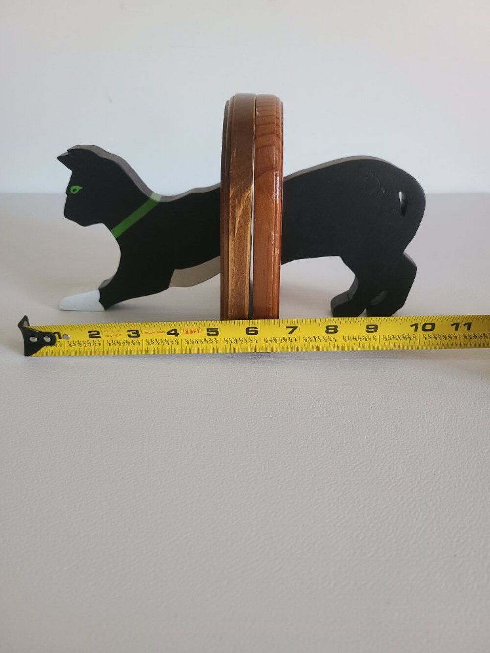 Bookends Wooden Cat Handmade Handpainted Initials WJM Black Cat - Picture 3 of 12